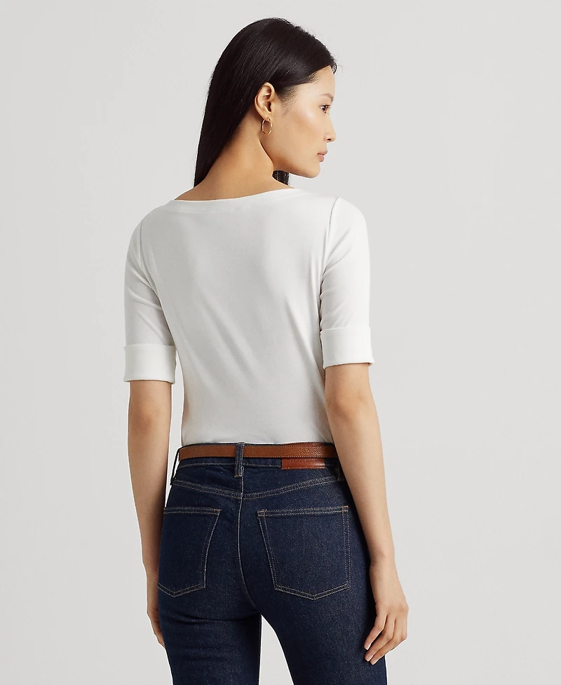 Lauren Ralph Petite Stretch Boatneck Top