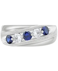 Grown With Love Men's Lab Sapphire (3/4 ct. t.w.) & Diamond (3/8 Swirl Band 10k Gold