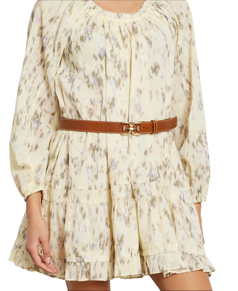 Sam Edelman Women's Slim Double-e Plaque Buckle Belt