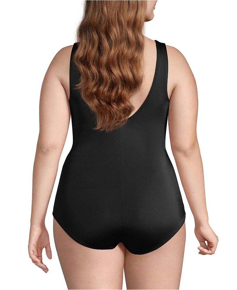 Lands' End Plus Tummy Control Chlorine Resistant Soft Cup Tugless One Piece Swimsuit