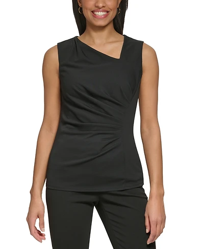 Dkny Petite Asymmetrical Neckline Sleeveless Top