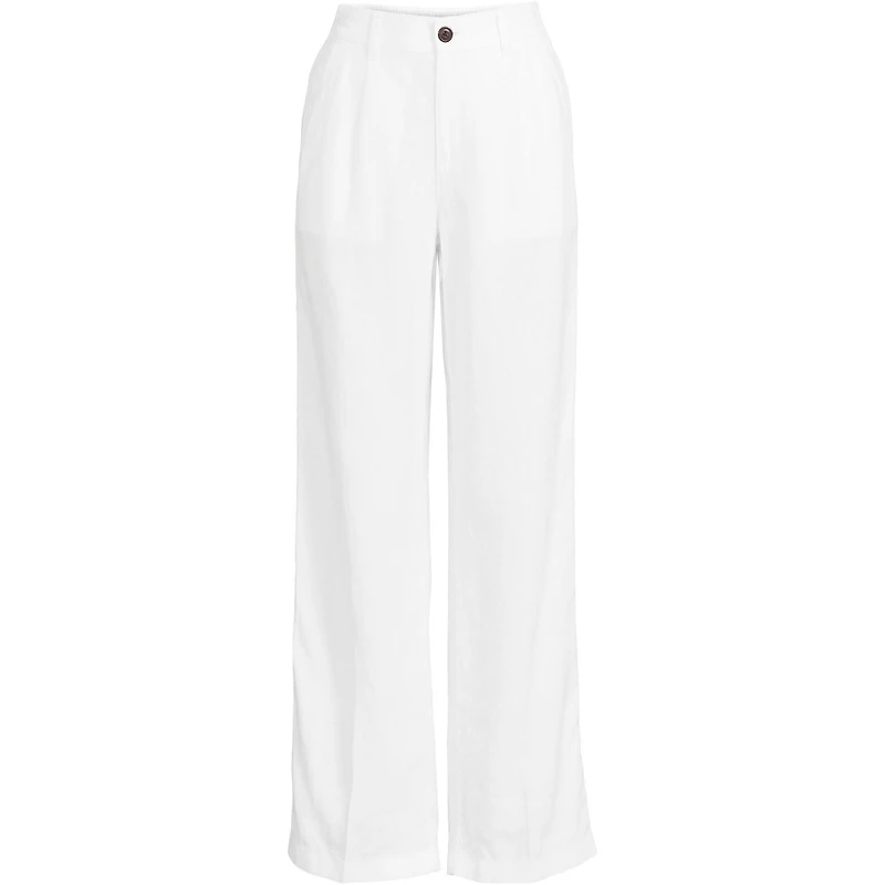 Lands' End Plus High Rise Wide Leg Linen Pleated Pants