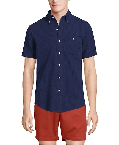 Lands' End Men's Short Sleeve Seersucker Shirt