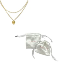 Adornia Paper Clip and Figaro Heart Chain Set Necklace