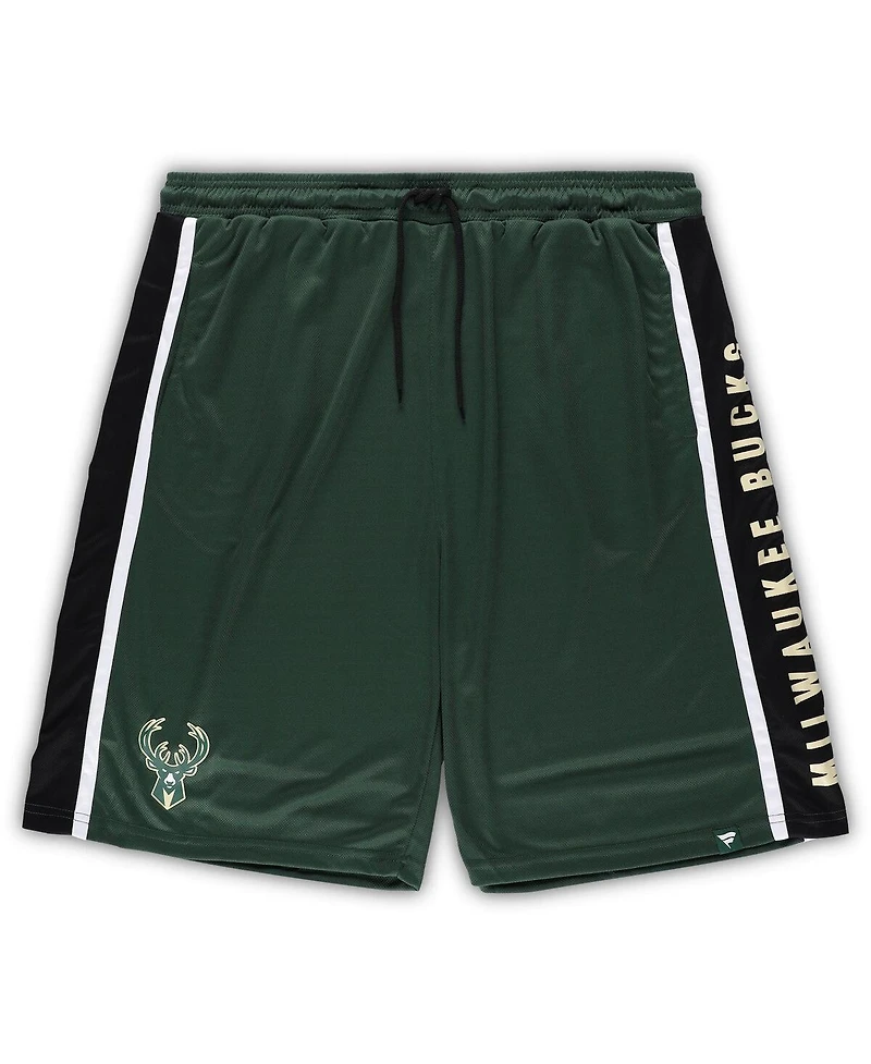 Men's Fanatics Hunter Green Milwaukee Bucks Big and Tall Referee Iconic Mesh Shorts