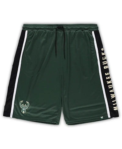 Men's Fanatics Hunter Green Milwaukee Bucks Big and Tall Referee Iconic Mesh Shorts
