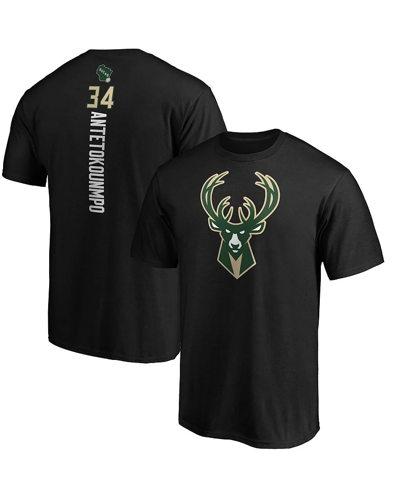 Men's Fanatics Giannis Antetokounmpo Black Milwaukee Bucks Team Playmaker Name and Number T-shirt