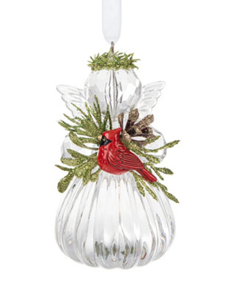 Ganz Kissing Krystals Angel Holding Cardinal Ornament