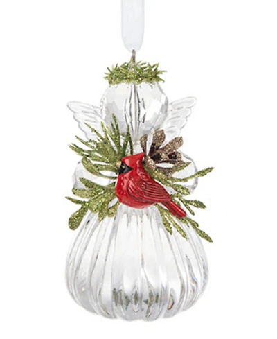 Ganz Kissing Krystals Angel Holding Cardinal Ornament