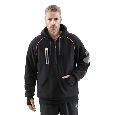 RefrigiWear Men's HiVis PolarForce Pullover Sweatshirt - High Visibility Insulated Hoodie with Kangaroo Pocket