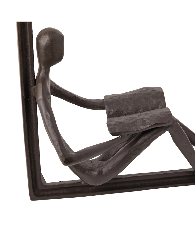 Danya B Man Reading on A Window Sill Hanging Wall Art Iron Sculpture