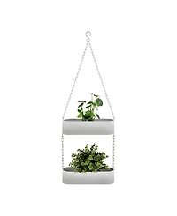 Danya B Two-Tier Hanging Metal Trough Wall Planter