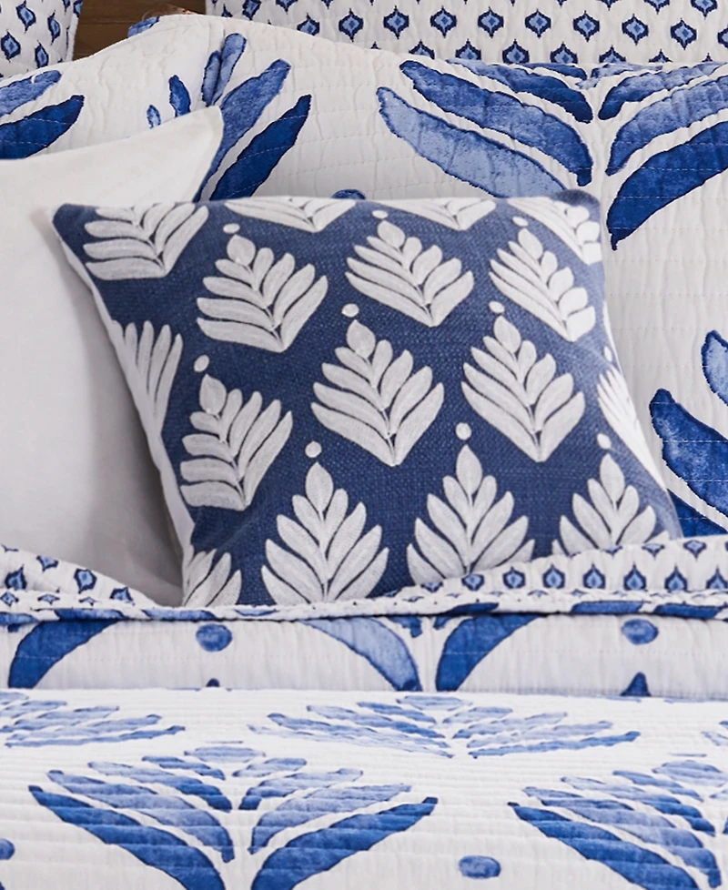 Levtex Vintage-Like Blossom Embroidered Decorative Pillow, 18" x 18"