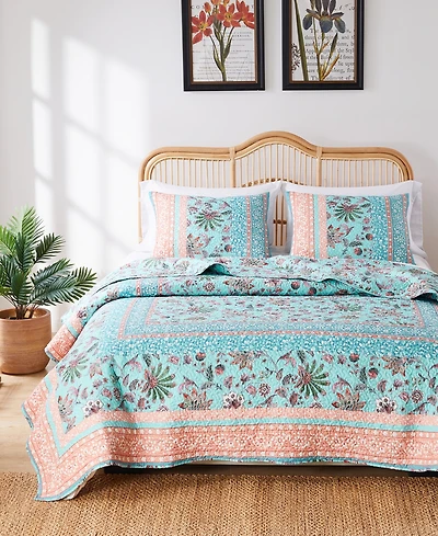 Greenland Home Fashions Audrey Floral Print 2 Piece Quilt Set, Twin/Twin Xl