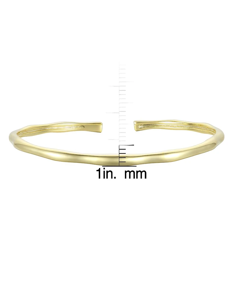 14K Gold Plated Thin Cuff Adjustable Bangle Bracelet