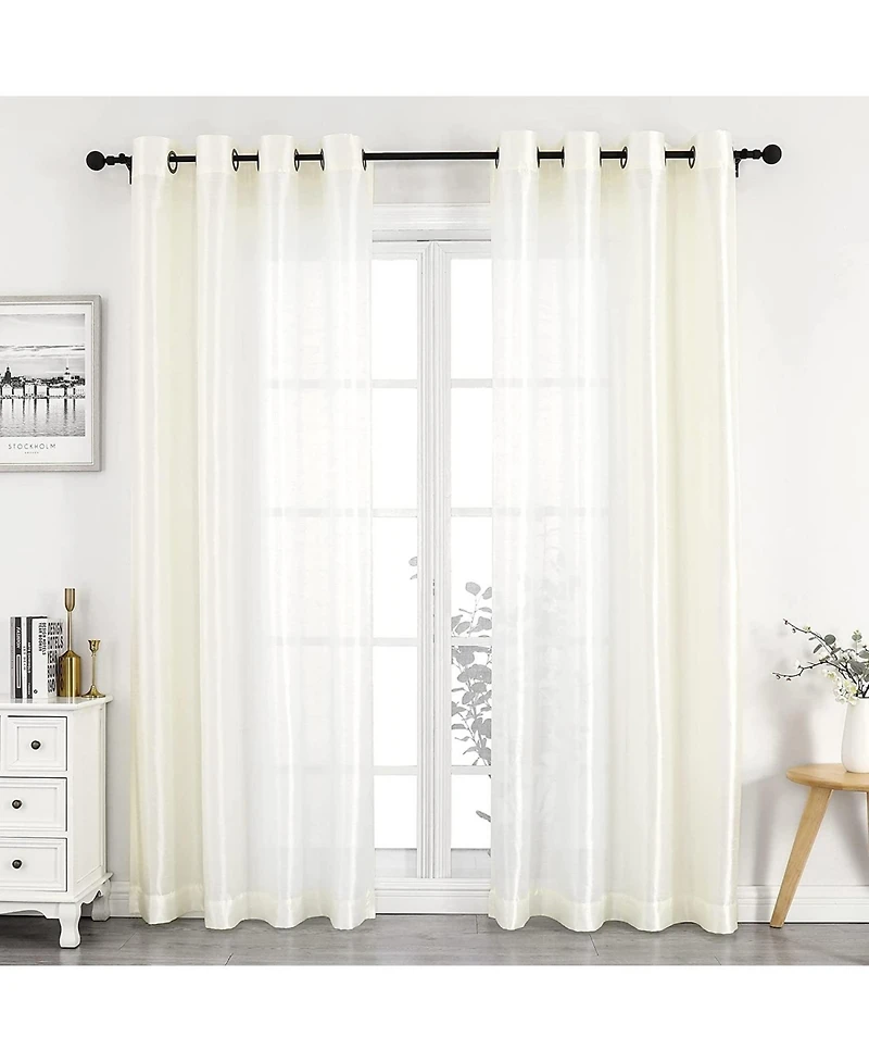 GoodGram Montauk Accents 2 Pack Ultra Luxurious Faux Silk Sheer Grommet Top Curtain Panels