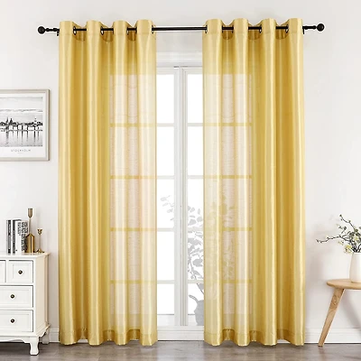 GoodGram Montauk Accents 2 Pack Ultra Luxurious Faux Silk Sheer Grommet Top Curtain Panels