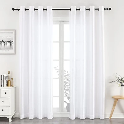 GoodGram Montauk Accents 2 Pack Ultra Luxurious Faux Silk Sheer Grommet Top Curtain Panels