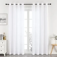 GoodGram Montauk Accents 2 Pack Ultra Luxurious Faux Silk Sheer Grommet Top Curtain Panels