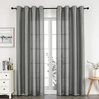 GoodGram Montauk Accents 2 Pack Ultra Luxurious Faux Silk Sheer Grommet Top Curtain Panels