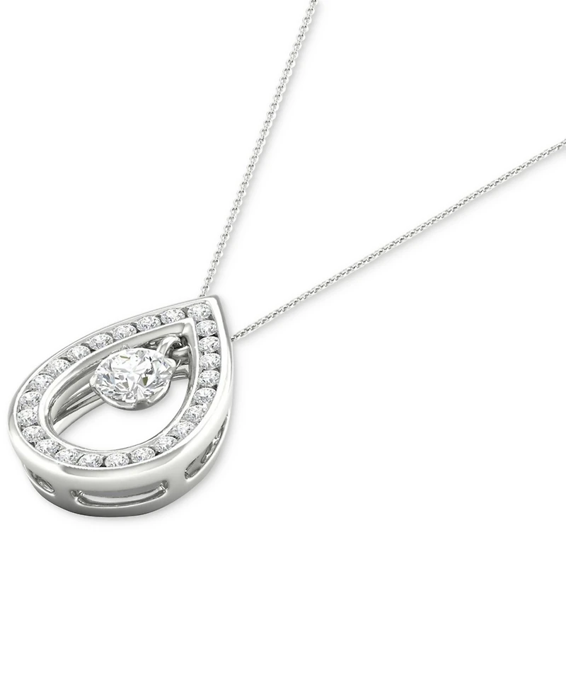 Diamond Orbital Teardrop Halo Pendant Necklace (1/3 ct. t.w.) in 10k White Gold, 16" + 2" extender