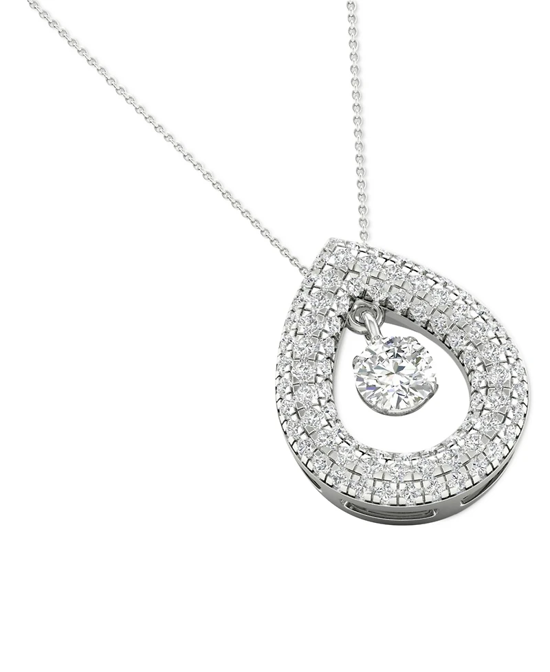 Diamond Orbital Multi Halo Teardrop Pendant Necklace (1/2 ct. t.w.) in 10k White Gold, 16" + 2" extender