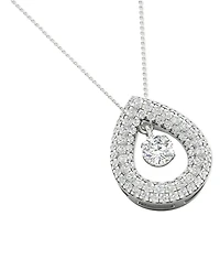 Diamond Orbital Multi Halo Teardrop Pendant Necklace (1/2 ct. t.w.) in 10k White Gold, 16" + 2" extender