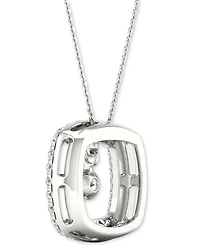 Diamond Orbital Square Halo Pendant Necklace (5/8 ct. t.w.) in 10k White Gold, 16" + 2" extender