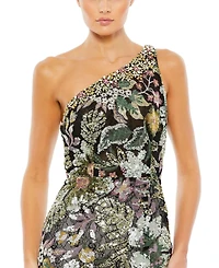 Mac Duggal Women's Embellished Floral One Shoulder Gown