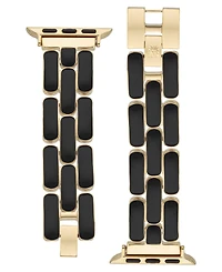 Anne Klein Women's Black Enamel and Gold-Tone Alloy Metal Bracelet designed for Apple Watch 42mm (Series 10) & 38/40/41mm