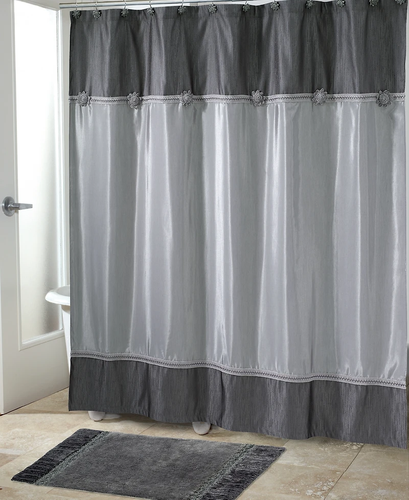 Avanti Braided Medallion Colorblocked Shower Curtain, 72" x
