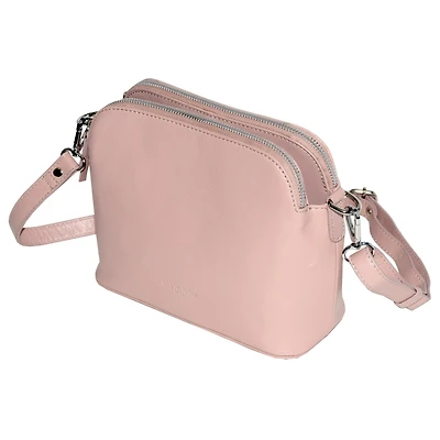 Ladies Leather Double Zipper Crossbody Bag