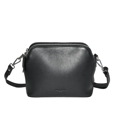 Ladies Leather Double Zipper Crossbody Bag