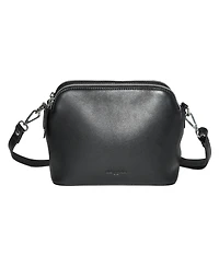Ladies Leather Double Zipper Crossbody Bag