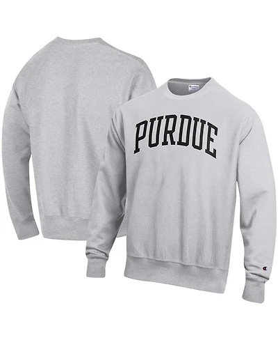 Men's Champion Heathered Gray Purdue Boilermakers Arch Reverse Weave Pullover Sweatshirt
