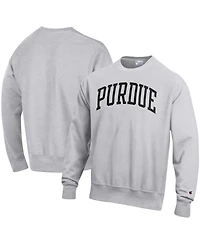 Men's Champion Heathered Gray Purdue Boilermakers Arch Reverse Weave Pullover Sweatshirt