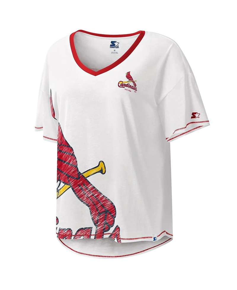 Women's Starter White St. Louis Cardinals Perfect Game V-Neck T-shirt