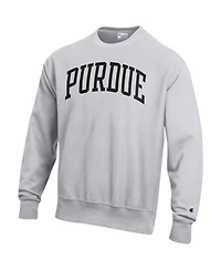 Men's Champion Heathered Gray Purdue Boilermakers Arch Reverse Weave Pullover Sweatshirt
