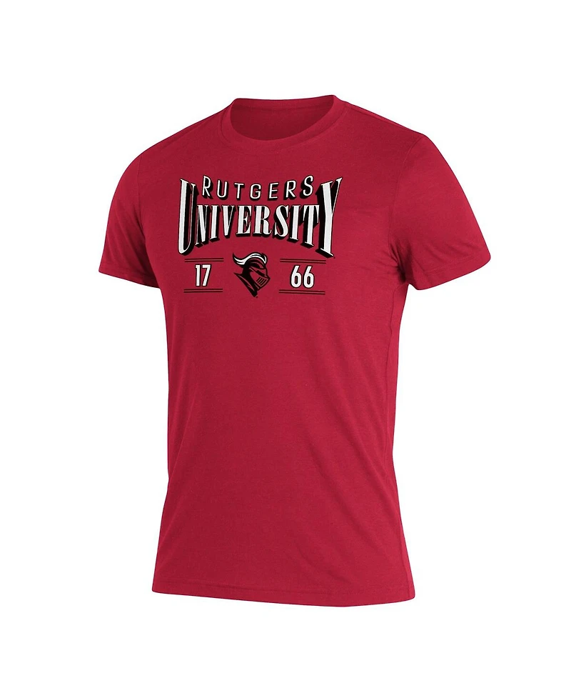 Men's adidas Scarlet Rutgers Knights Along The Shadow Tri-Blend T-shirt