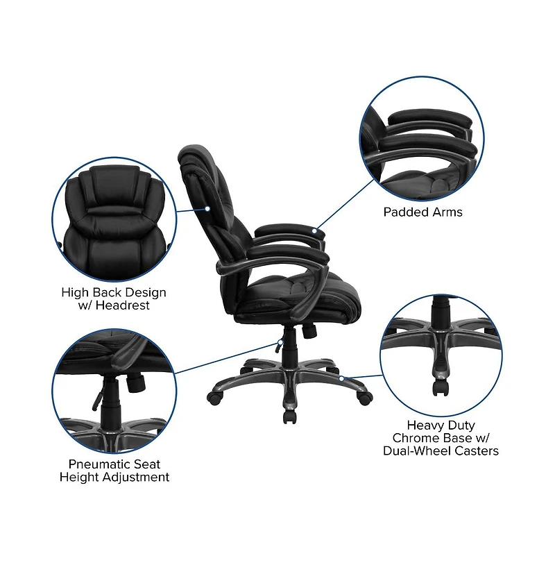Emma+Oliver High Back Executive Swivel Ergonomic Office Chair With Accent Layered Seat/Back