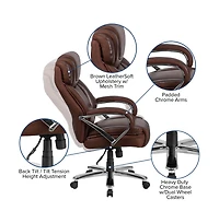 Emma+Oliver 500 Lb. Big & Tall Leathersoft Executive Ergonomic Office Chair With Wide Seat