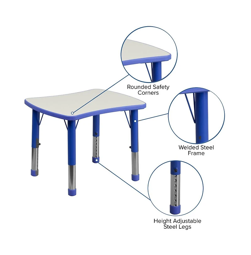 Emma+Oliver 21.875"W X 26.625"L Rectangular Plastic Height Adjustable Activity Table