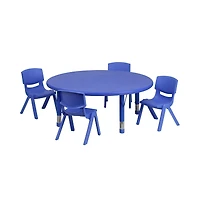 Emma+Oliver 45" Round Plastic Height Adjustable Activity Table Set With Chairs