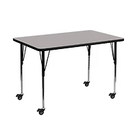 Emma+Oliver Mobile 36X72 Rectangle Hp Laminate Adjustable Activity Table