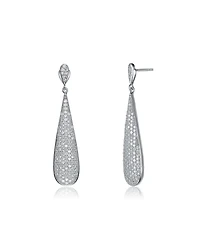 Sterling Silver Cubic Zirconia Solid Elongated Earrings
