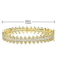 14k Gold Plated Sterling Silver with Cubic Zirconia Beaded Cluster Link Tennis Bracelet