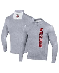 Men's Under Armour Heather Gray Wisconsin Badgers Gameday Twist Quarter-Zip Top