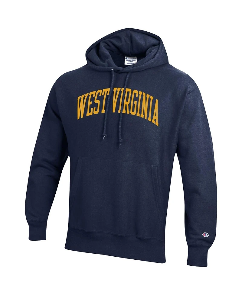Men's Champion Navy West Virginia Mountaineers Team Arch Reverse Weave Pullover Hoodie