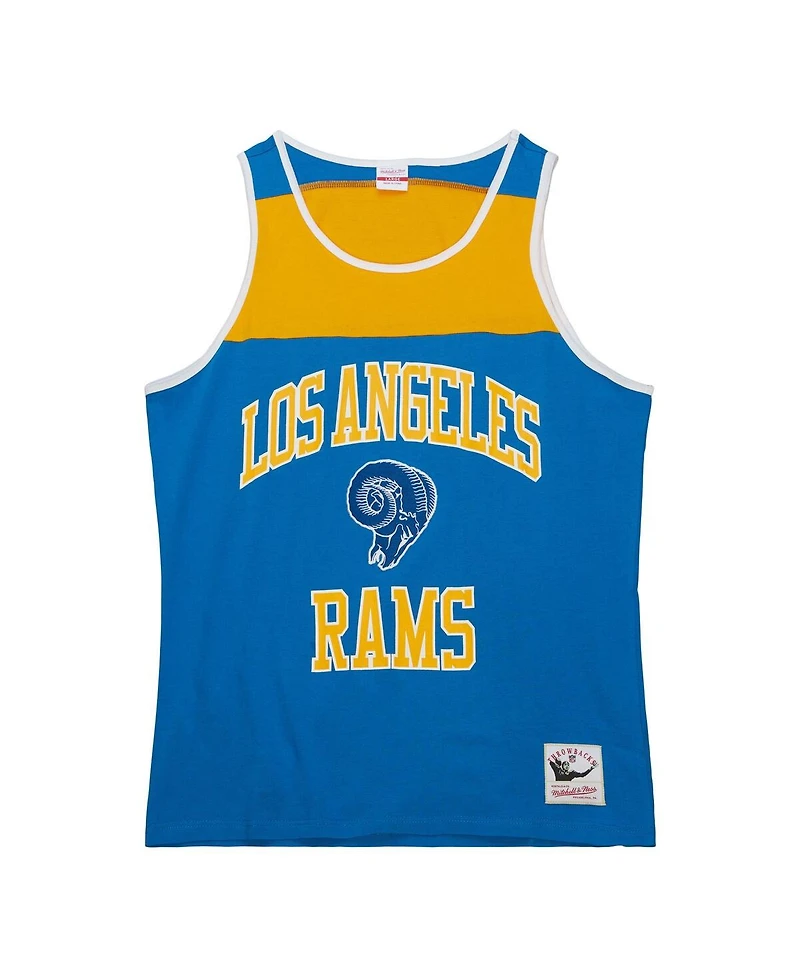 Men's Mitchell & Ness Royal, Gold Los Angeles Rams Gridiron Classics Heritage Colorblock Tank Top