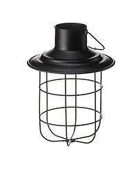 Glitzhome 9.75" H Metal Wire Solar Powered Outdoor Hanging Lantern, Set of 2